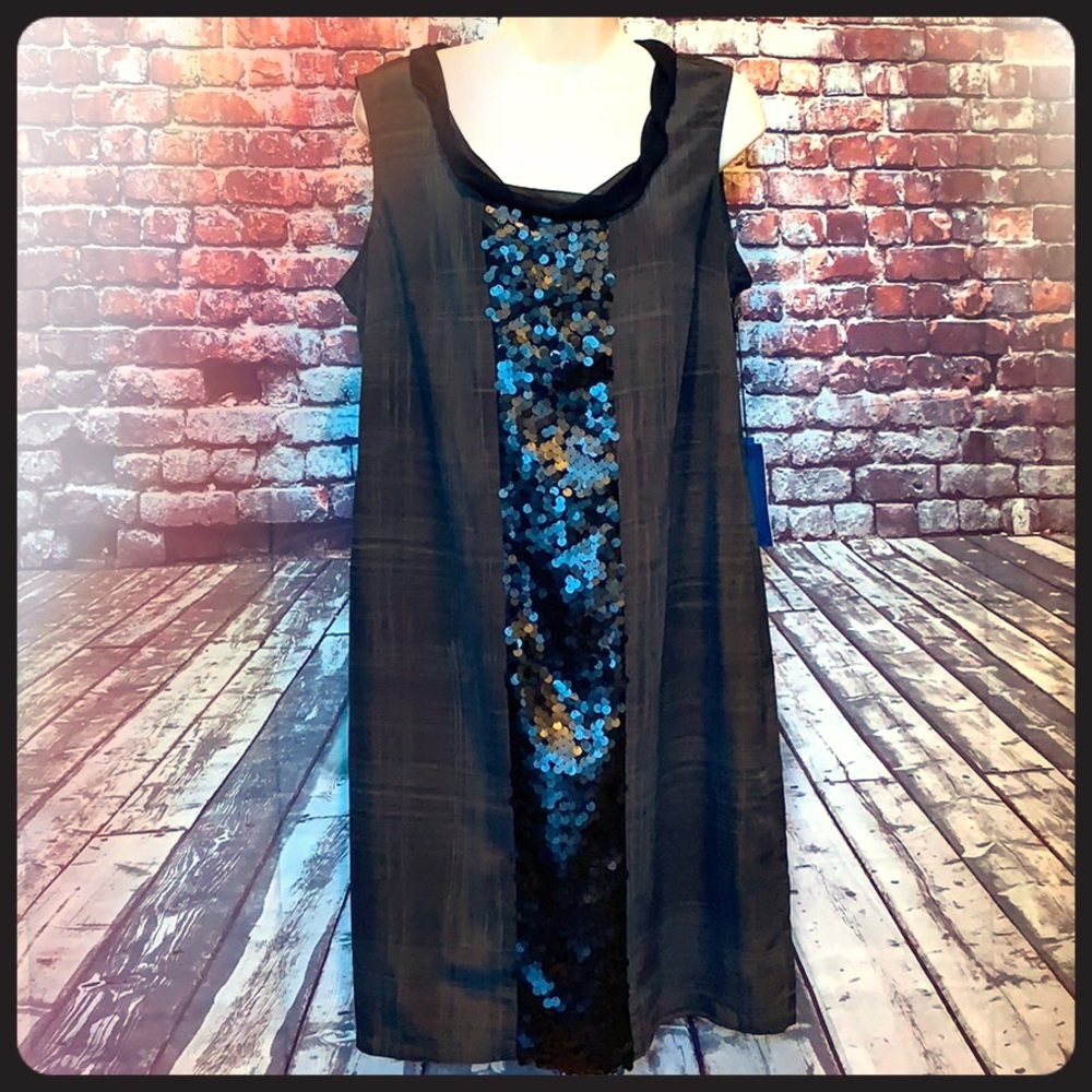 Vera Wang size 14 chalkboard plaid sequined dress